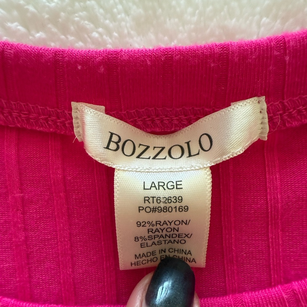 Bozzolo Hot Pink Ribbed Tee - Picture 3 of 3
